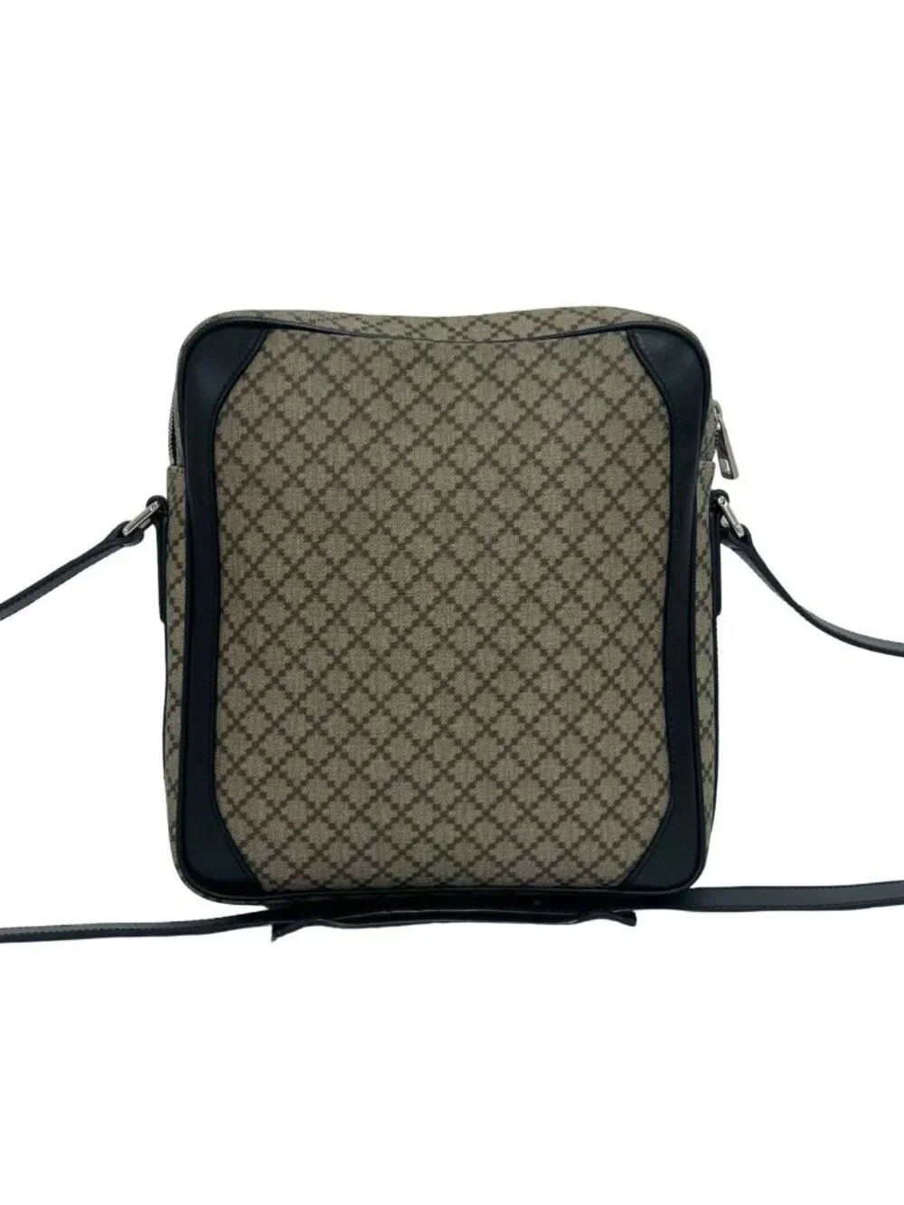 Gucci Diamante Leather Shoulder Bag Crossbody Pochette Cross Beige Black